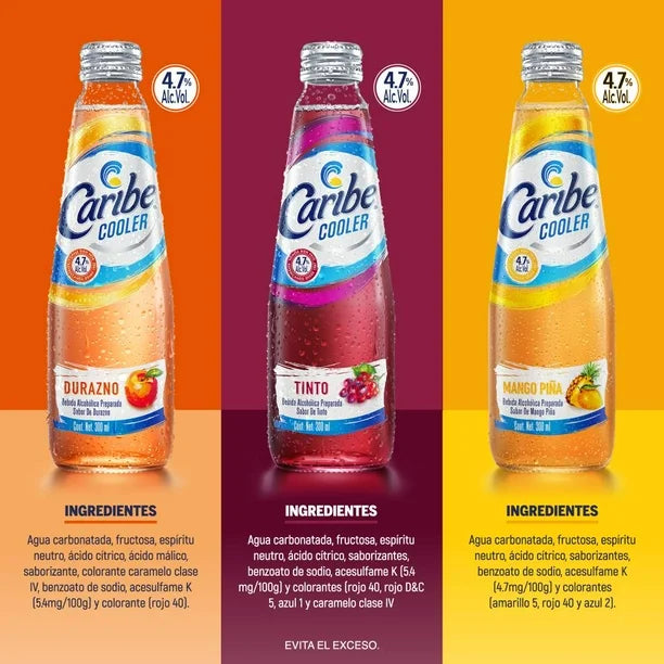 CARIBE COOLER BEBIDA ALCOHOLICA TINTO 24/300ML
