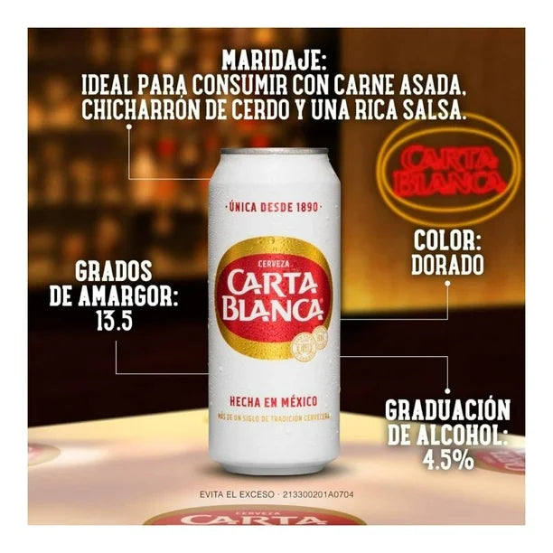 CARTA BLANCA CERVEZA LATON 24pzs 473 ML