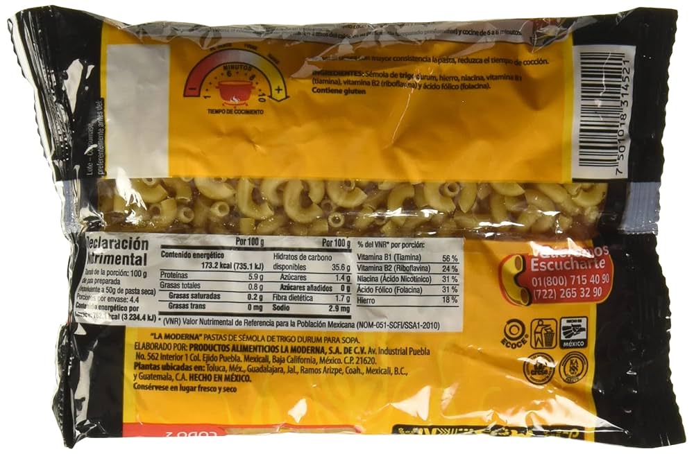 MODERNA SOPA CODO 2 200 G 20pzs