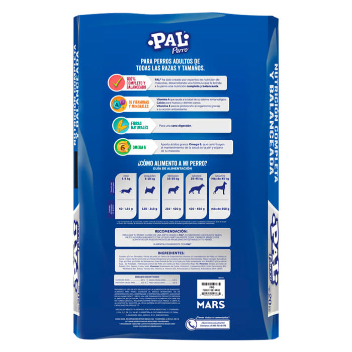 ALIMENTO PARA PERRO TODAS LAS RAZAS PAL PERRO ADULTO 20 K