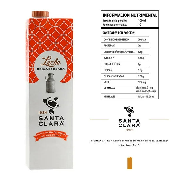 SANTA CLARA LECHE DESLACTOSADA 1 L