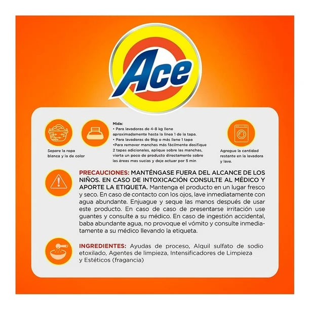 ACE DETERGENTE LIQUIDO 1 PARA TODO 9/800 ML