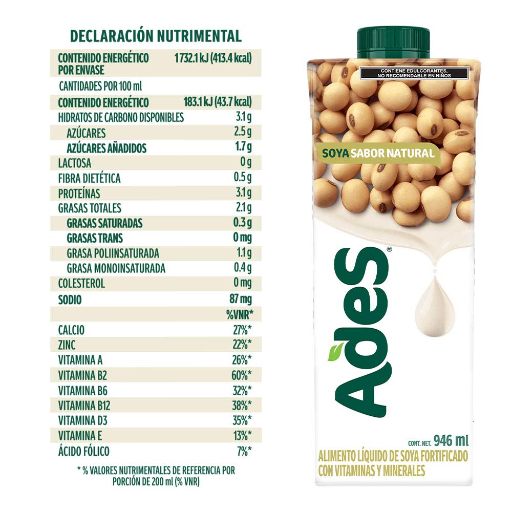 ADES BEBIDA DE SOYA NATURAL 4/3/946 ML