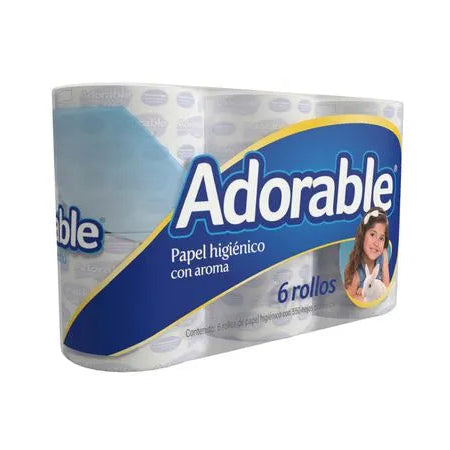 PAPEL HIGIENICO ADORABLE 550 HOJAS DOBLES 6pzs