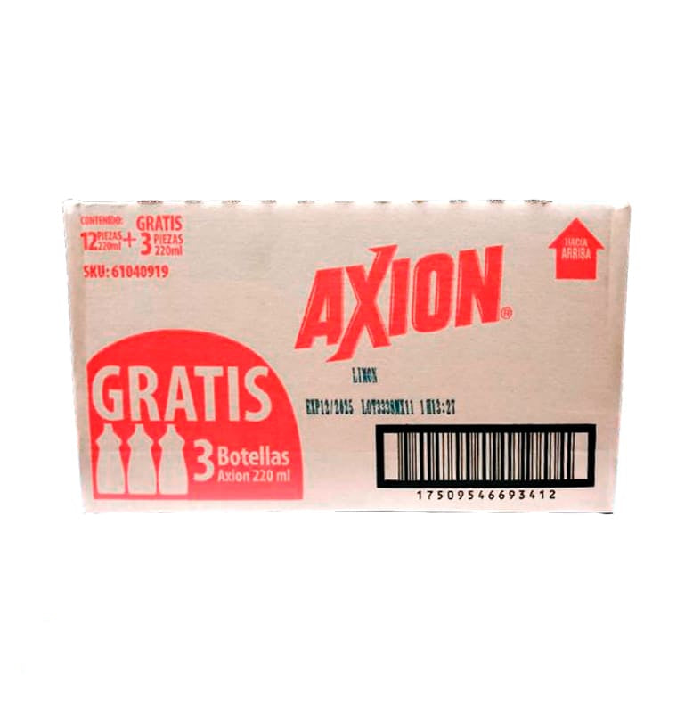 AXION DETERGENTE LIQUIDO LIMON 12/220 ML + PROM 3PZ (15)