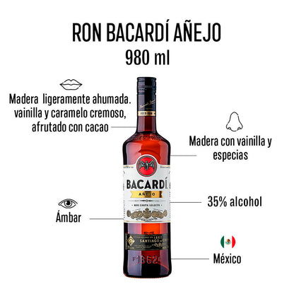 BACARDI RON AÑEJO C/980 ML