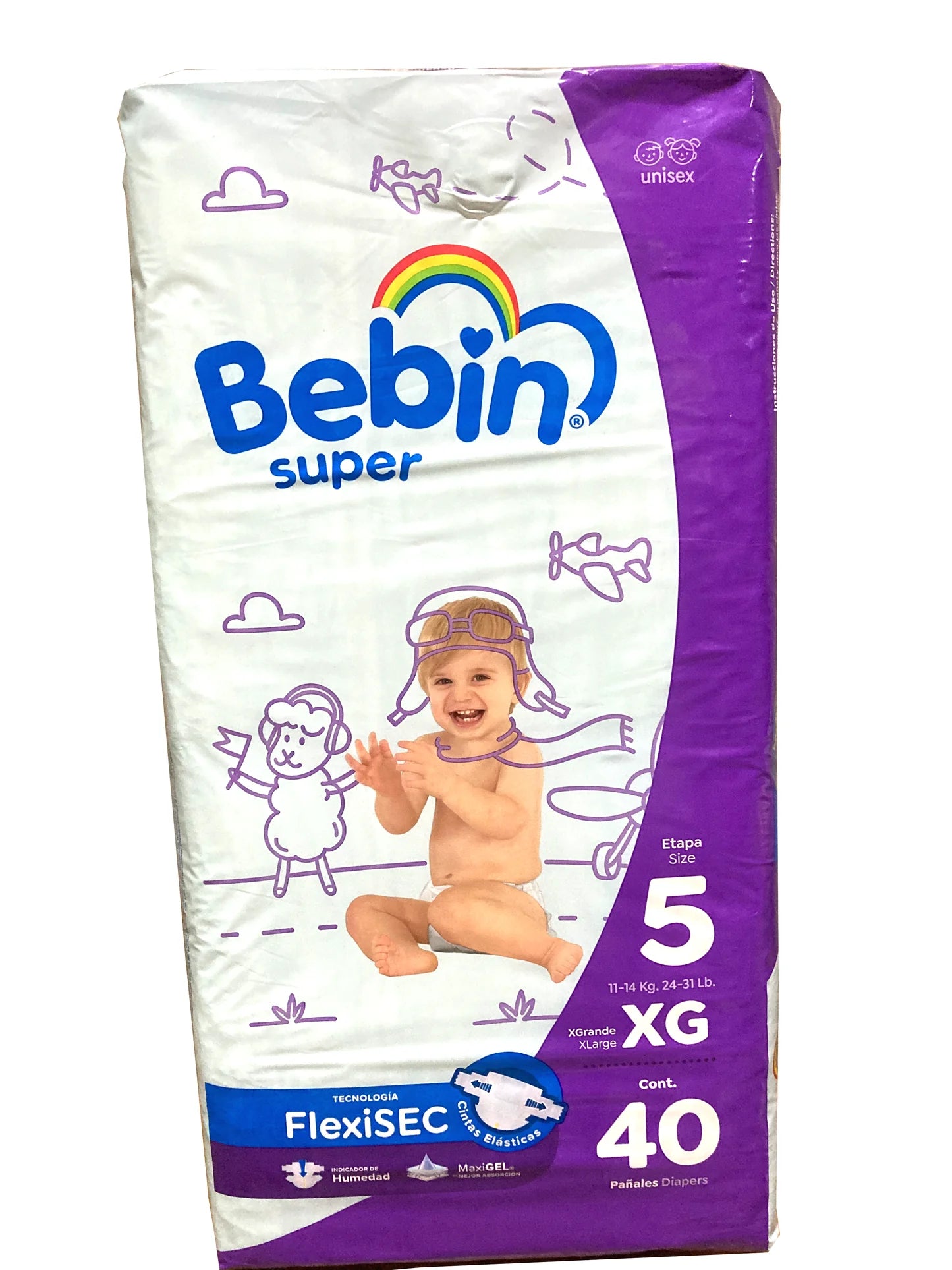 BEBIN SUPER PAÑAL EXTRA GRANDE 40pzs