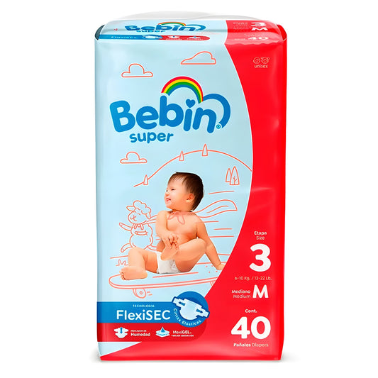 BEBIN SUPER PAÑAL MEDIANO 40pzs