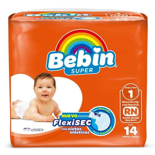 BEBIN SUPER PAÑAL RECIEN NACIDO 14pzs