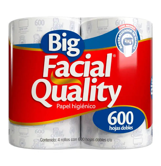 PAPEL HIGIENICO BIG QUALITY 600 HOJAS DOBLES 6pzs