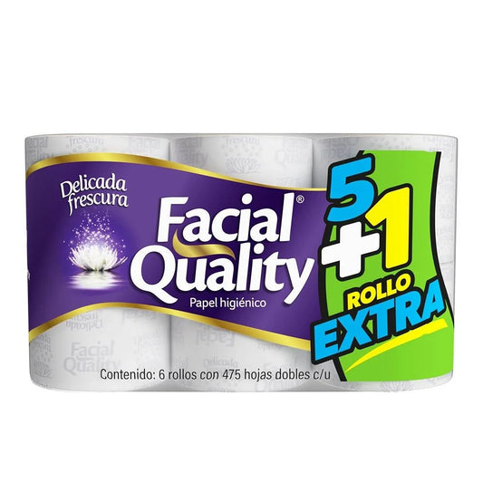 PAPEL HIGIENICO BIG QUALITY FACIAL 8/5 475 HOJAS DOBLES + 1PZ (8/6)