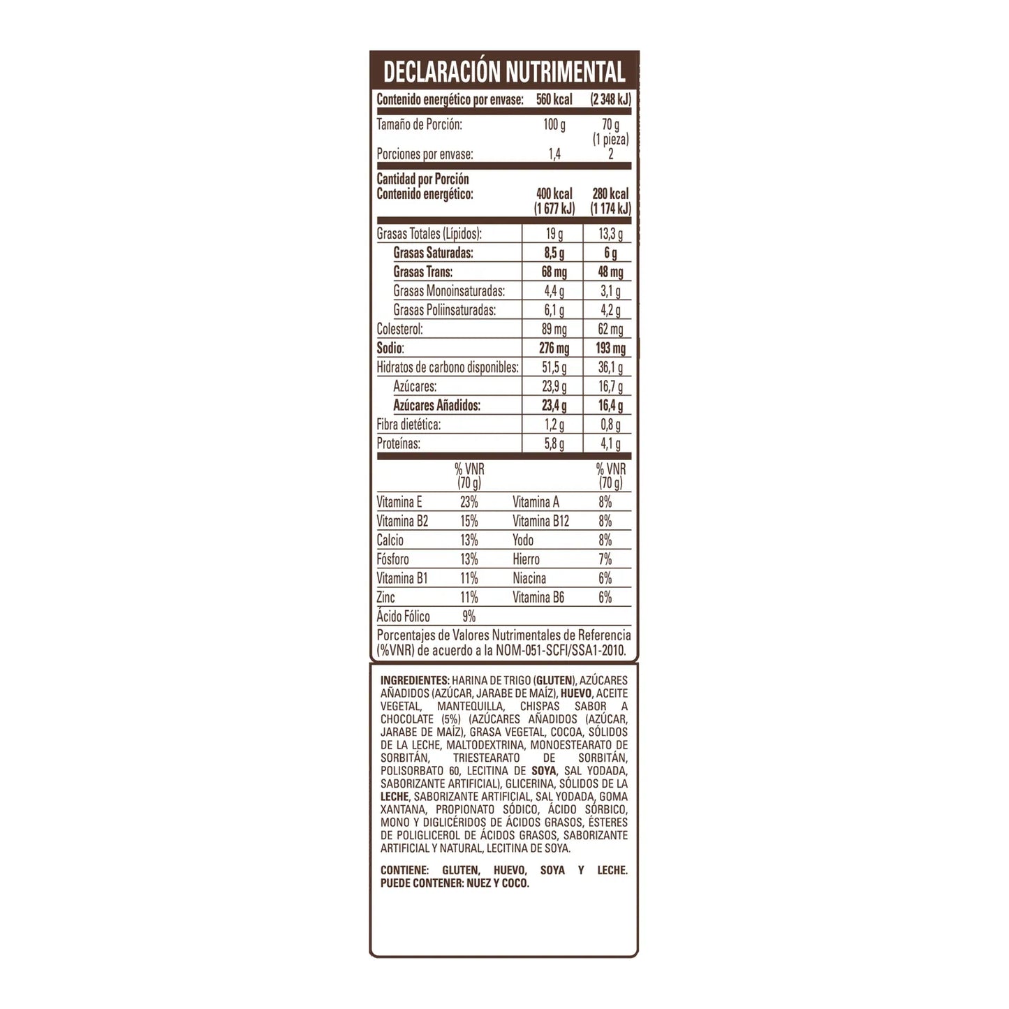 BIMBO PANQUECITOS C/CHISPAS CHOCOLATE 140 G