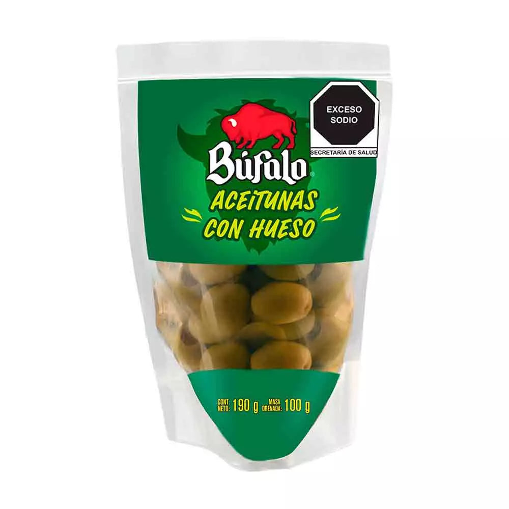BUFALO ACEITUNAS MANZ C/HUESO BOLSA 24/190 G