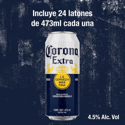 CERVEZA CORONA EXTRA LATON 24pzs 473 ML