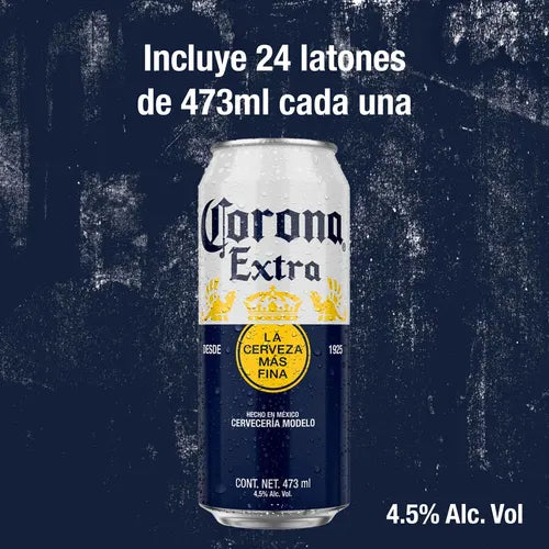 CERVEZA CORONA EXTRA LATON 24pzs 473 ML