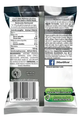 DGARI GELATINA NEGRA FRUTOS ROJOS 120 G