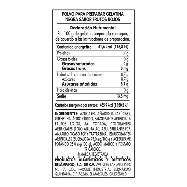 DGARI GELATINA NEGRA FRUTOS ROJOS 120 G