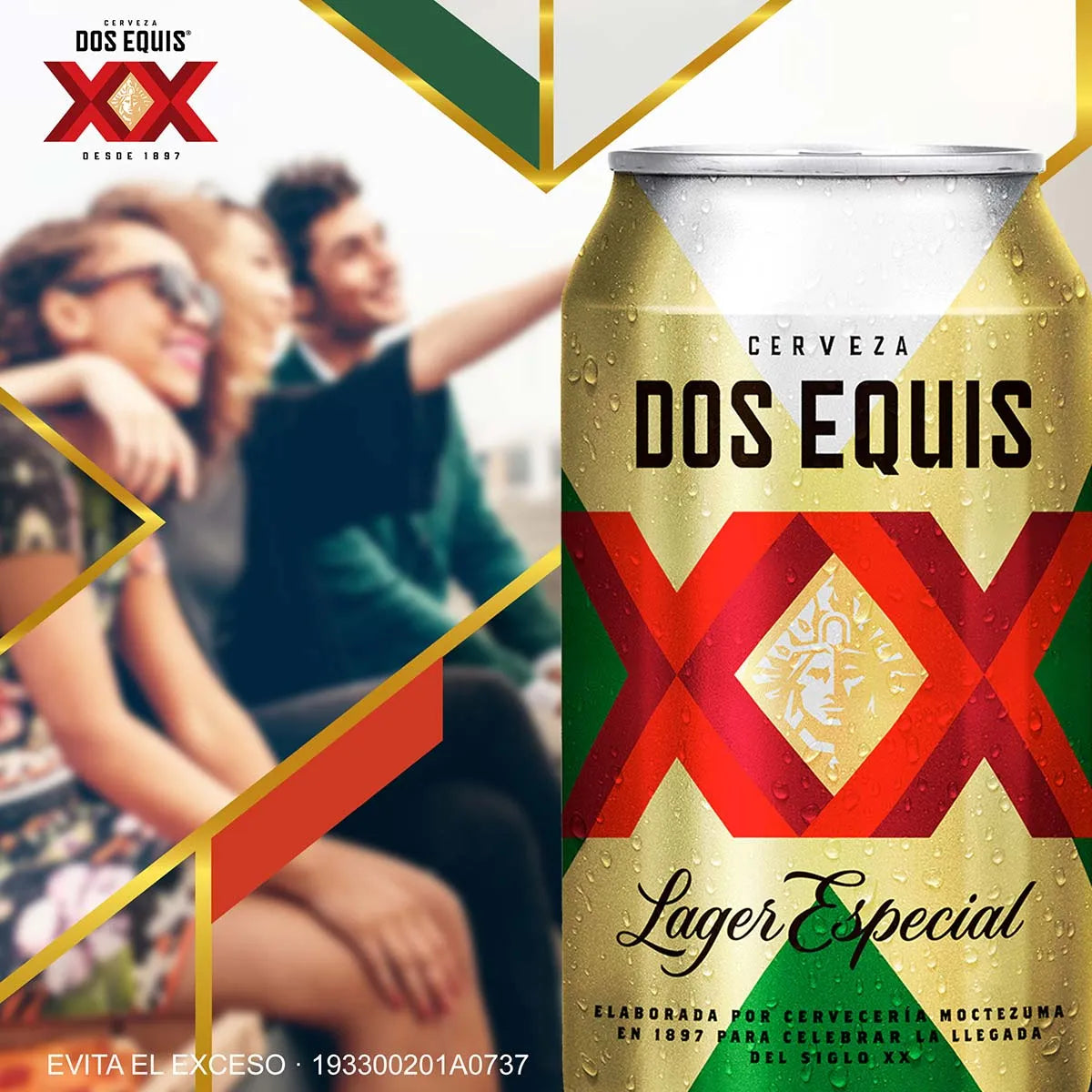 DOS EQUIS LAGER CERVEZA LATON 24pzs 473 ML