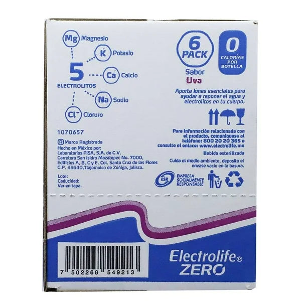 ELECTROLIFE ZERO BEB HIDR ELECT UVA 12/625 ML