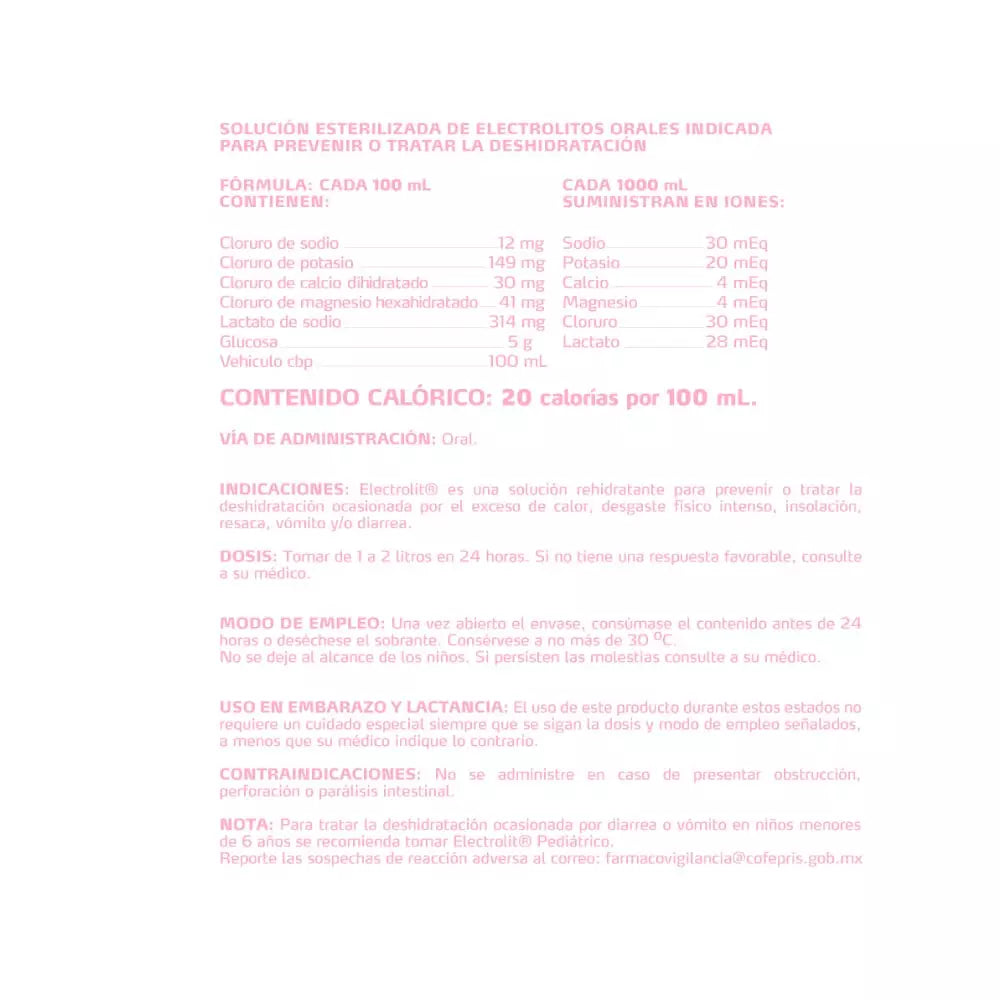 SUERO REHIDRATANTE ELECTROLIT FRESA-KIWI 12/625 ML