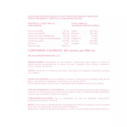 SUERO REHIDRATANTE ELECTROLIT FRESA-KIWI 12/625 ML