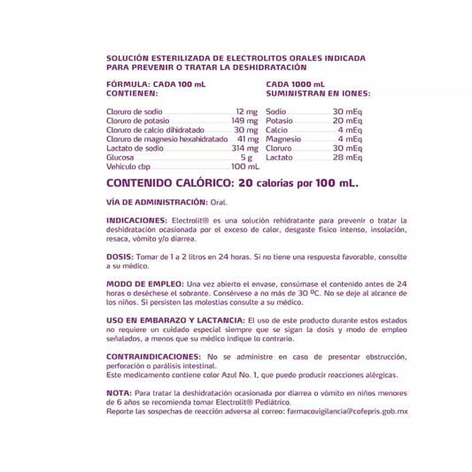 SUERO REHIDRATANTE ELECTROLIT UVA 12/625 ML