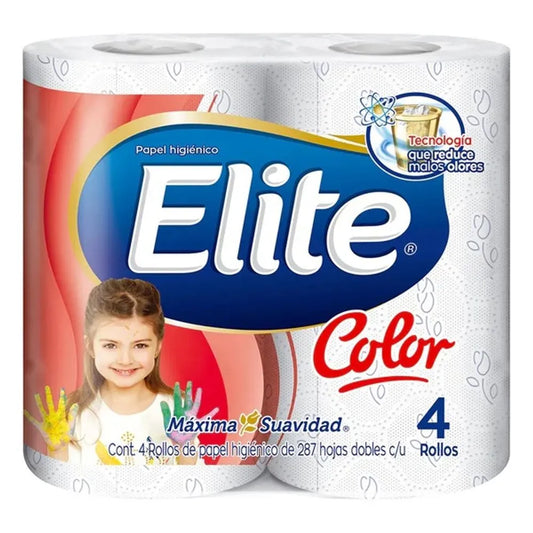 PAPEL HIGIENICO ELITE COLOR PERFUMADO 287 HOJAS DOBLES 4pzs