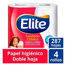 PAPEL HIGIENICO ELITE COLOR PERFUMADO 287 HOJAS DOBLES 4pzs