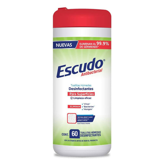 ESCUDO TOALLITAS DESINFECTANTES HUMEDAS SUPERFICIES BOTE 20/60