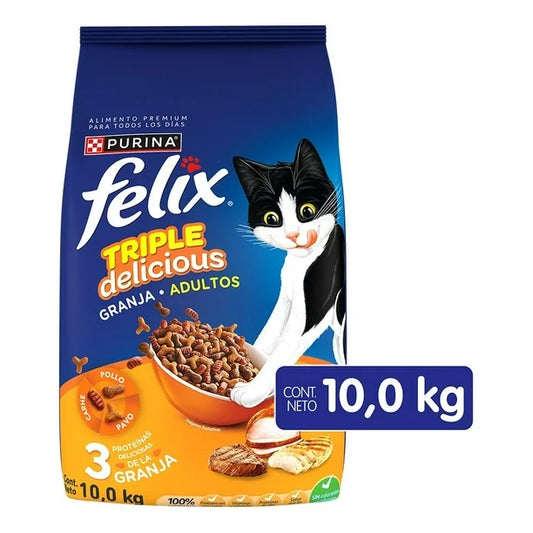 FELIX ADULTOS TRIPLE DELICIOUS GRANJA C/10 K