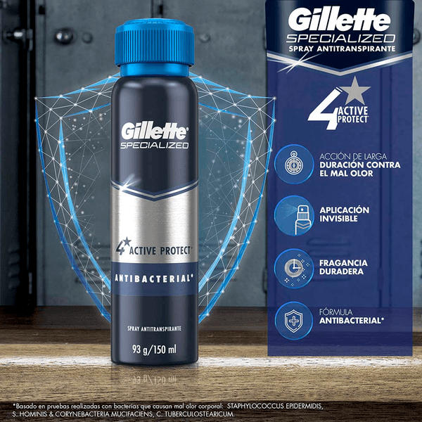 GILLETTE DESODORANTE AERO ANTITRANSPIRANTE ANTIBACTERIAL 93 G
