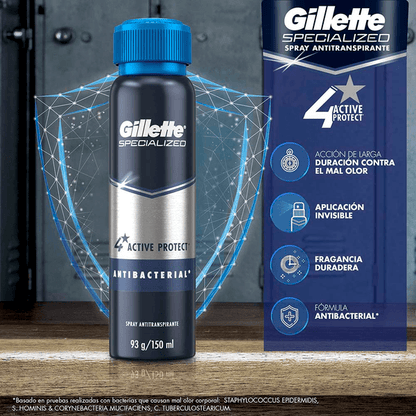 GILLETTE DESODORANTE AERO ANTITRANSPIRANTE ANTIBACTERIAL 93 G