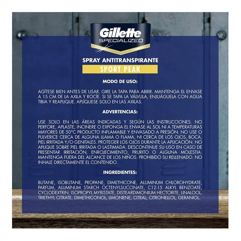 GILLETTE DESODORANTE AERO ANTITRANSPIRANTE SPORT PEAK 93 G