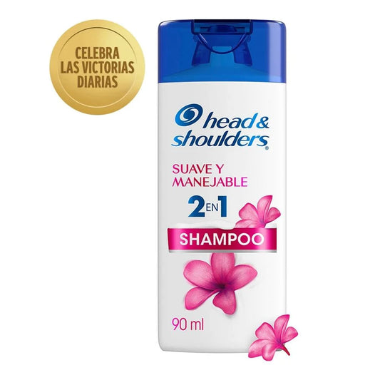 HEAD AND SHOULDERS SHAMPOO SUAVE Y MANEJABLE 2 EN 1 8/6 90 ML