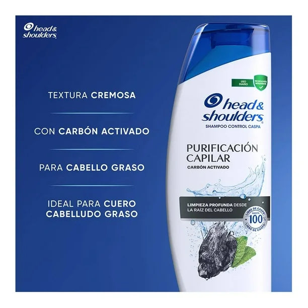 HEAD AND SHOULDERS SHAMPOO PURIFICACION CAPILAR CARBON ACTIVADO 12/180 ML
