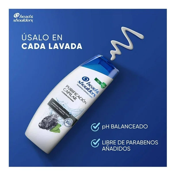 HEAD AND SHOULDERS SHAMPOO PURIFICACION CAPILAR CARBON ACTIVADO 12/180 ML
