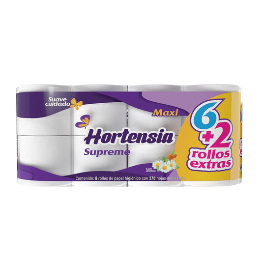 PAPEL HIGIENICO HORTENSIA SUPREME MAXI MORADO 12/6 270 HD+2PZ