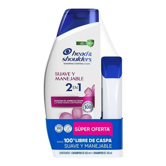 HEAD AND SHOULDERS SHAMPOO 2EN1 SUAVE Y MANEJABLE 8/650 ML+180 ML