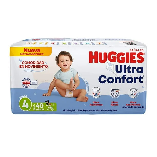 HUGGIES ULTRACONFORT PAÑAL ETAPA 4 NIÑO 40pzs