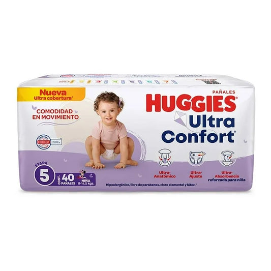 HUGGIES ULTRACONFORT PAÑAL ETAPA 5 NIÑA 40pzs