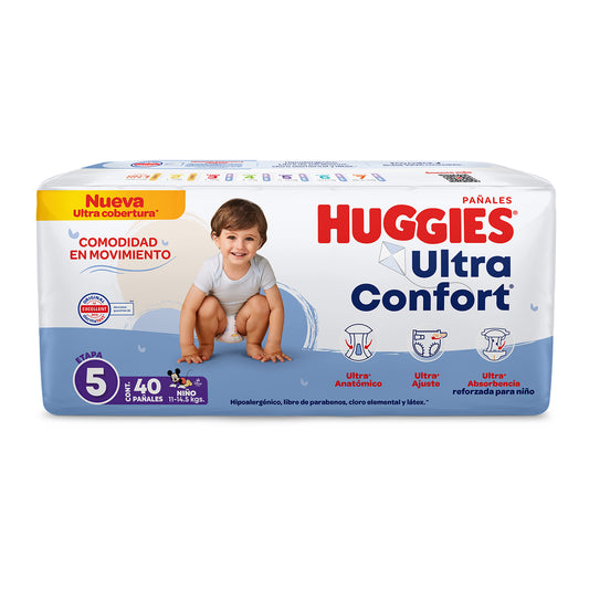 HUGGIES ULTRACONFORT PAÑAL ETAPA 5 NIÑO 40pzs