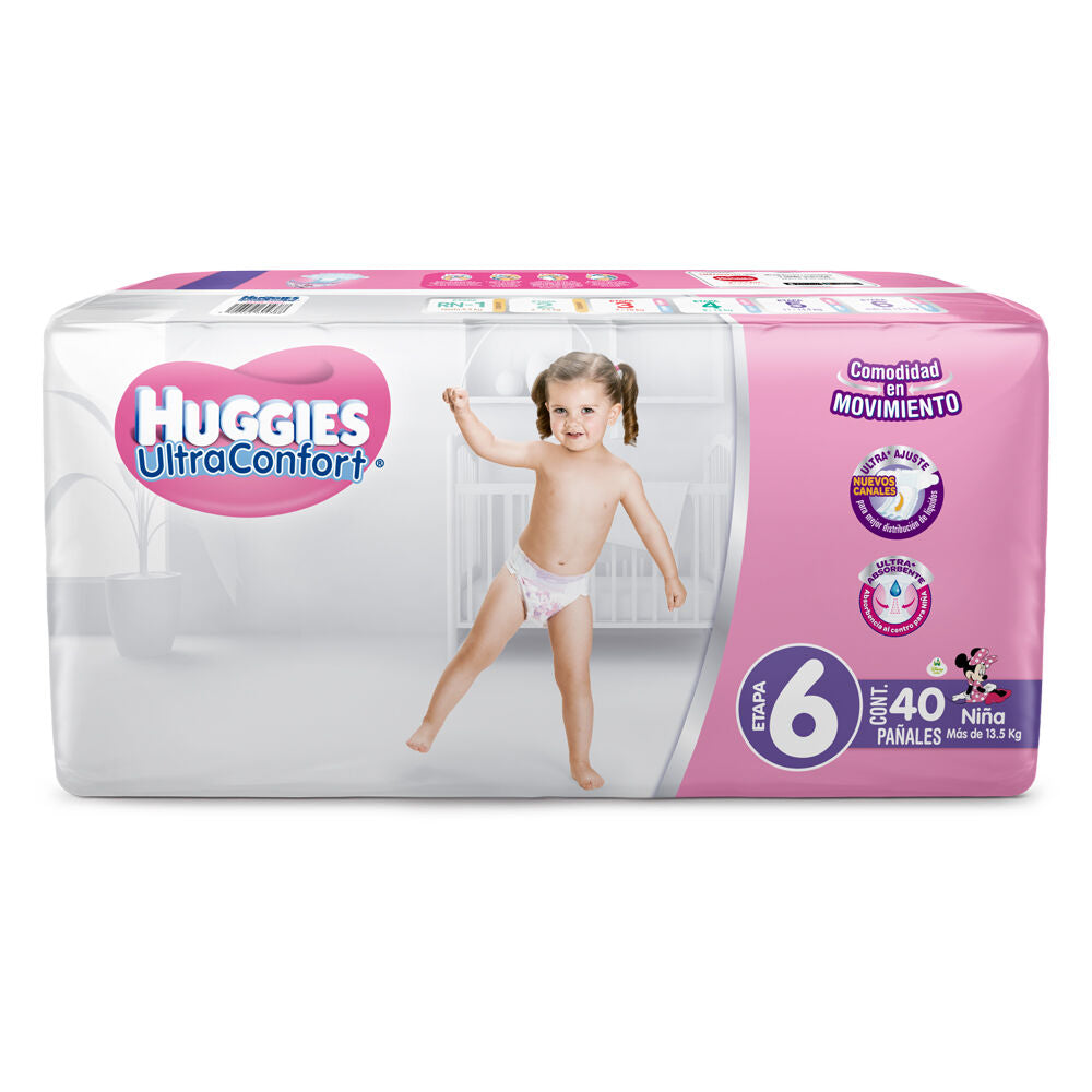 HUGGIES ULTRACONFORT PAÑAL ETAPA 6 NIÑA 40pzs