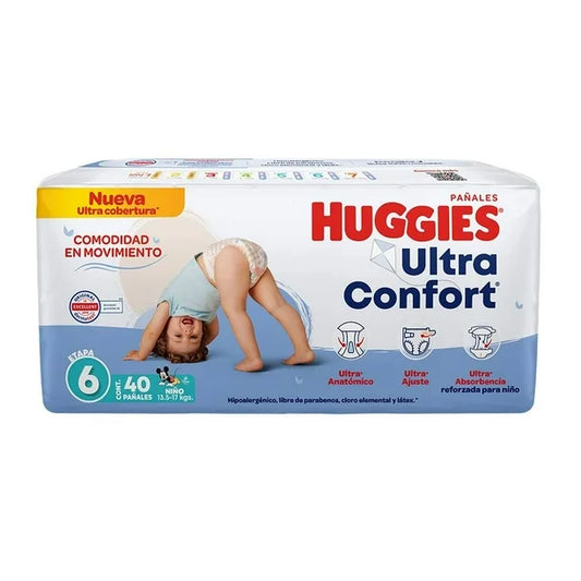 HUGGIES ULTRACONFORT  PAÑAL ETAPA 6 NIÑO 40pzs