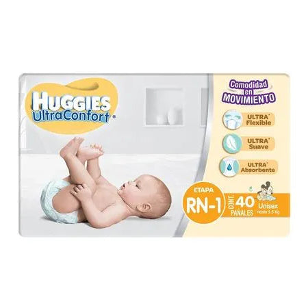 HUGGIES ULTRACONF PAÑAL ETAPA RECIEN NACIDO 1 UNISEX 40pzs