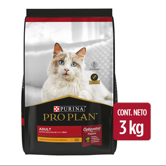 Pro Plan Optiprebio Alimento Seco para Gato Adulto Receta Pollo, 3 kg