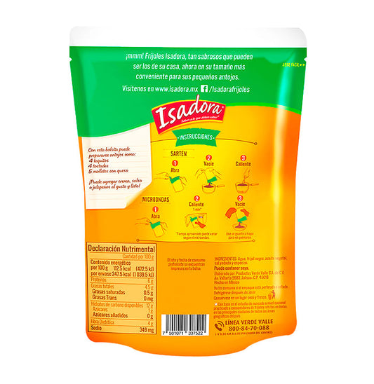 ISADORA FRIJOLES REFRITOS NEGROS 22/220 G