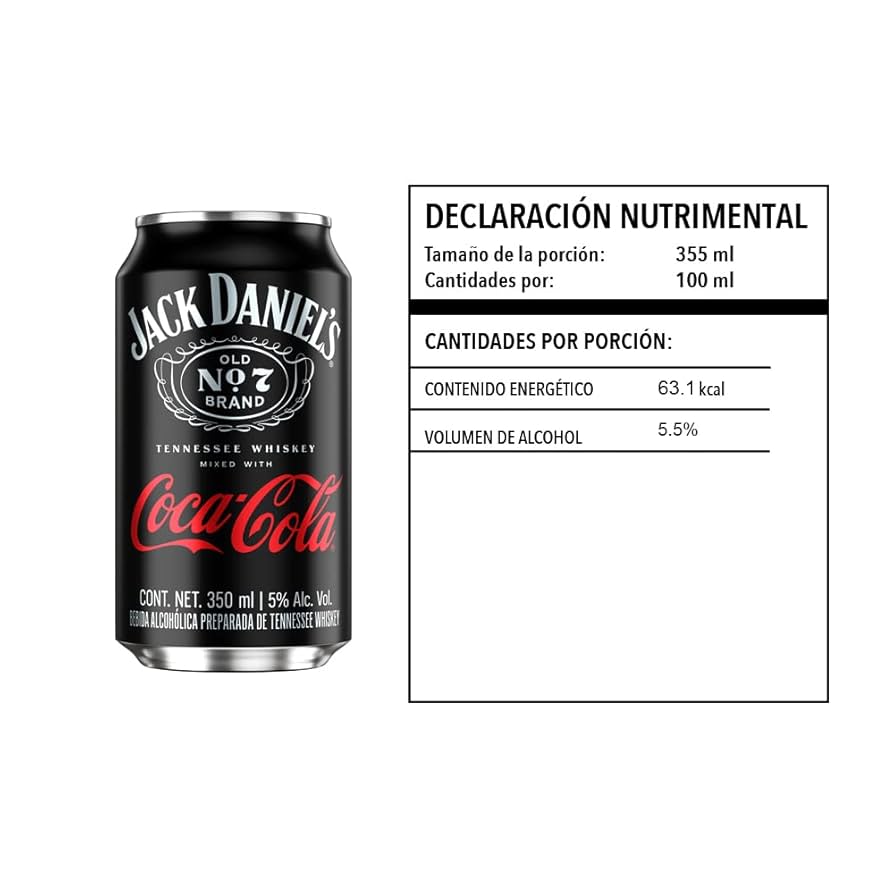 JACK DANIELS NO7 BEBIDA ALCOHOLICA C/COCA LATA 6/350 ML