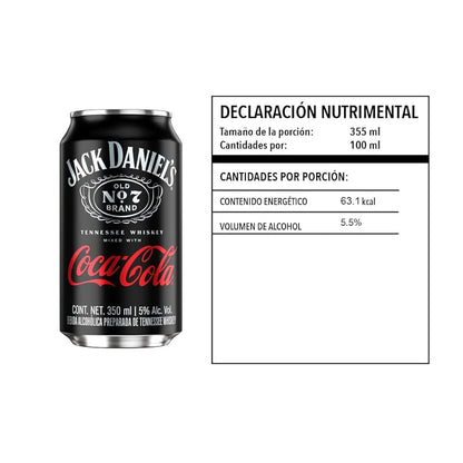 JACK DANIELS NO7 BEBIDA ALCOHOLICA C/COCA LATA 6/350 ML