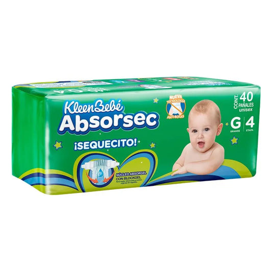 KLEENBEBE ABSORSEC PAÑAL GRANDE 40pzs