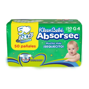 KLEENBEBE ABSORSEC PAÑAL GRANDE T4 50pzs